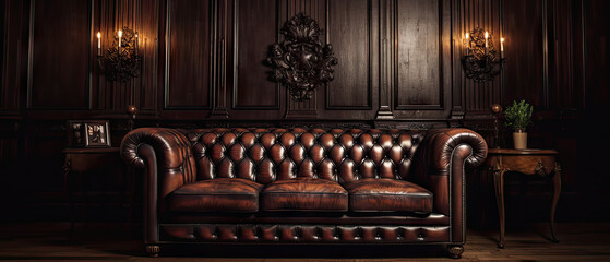 Rich leather chesterfield sofa