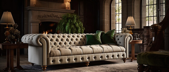 Wall Mural - Rich leather chesterfield sofa