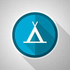 Aufkleber - Camp symbol, flat design vector blue icon with long shadow