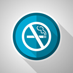 Leinwandbilder - No smoking symbol, flat design vector blue icon with long shadow