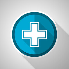 Aufkleber - Pharmacy symbol, flat design vector blue icon with long shadow
