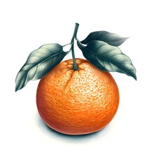 Tangerine Fruit, Clementine Watercolor Drawing Illustration Isolated On White Background Generative AI
