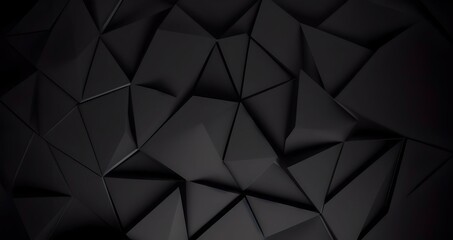 Aufkleber - Black abstract geometric background from polygons. AI generated.