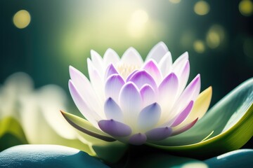 Aufkleber - Beautiful water lily flower close-up on a blurred natural background. AI generated.