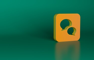 Wall Mural - Orange Speech bubble chat icon isolated on green background. Message icon. Communication or comment chat symbol. Minimalism concept. 3D render illustration