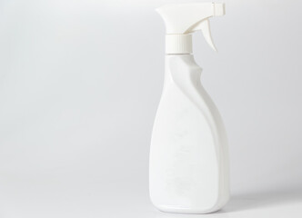 White blank plastic spray bottle isolated on white background with clipping path. Packaging mockup. spray container white.