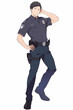 © Game Material Store - 警察官の男性キャラクターの全身イラスト(AI generated image)