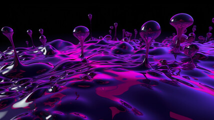 Wall Mural - Violet neon glow liquid created using generative AI tools