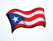 Flag Of Puerto Rico. Vector Drawing Sign