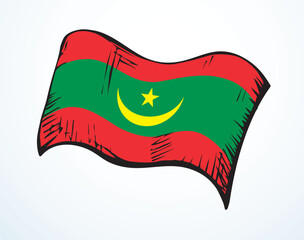 Sticker - Flag of Mauritania. Vector drawing icon