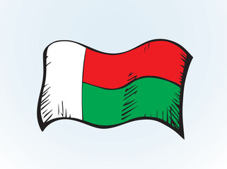 Sticker - Flag of Madagascar. Vector drawing icon