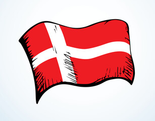 Wall Mural - Flag of Denmark. Vector drawing icon