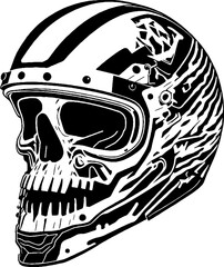 Vector design of lowride rider skull helmet. Street club rider symbol