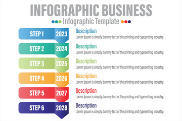 Aufkleber - 6 Steps, six 6 option Paper note shape elements with steps,road map,options,milestone,timeline,processes or workflow.Business data visualization.Creative step infographic template for presentation.