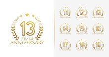 Gold Anniversary Logo Collections. Number For Birthday Event Or Invitation Card With Minimal Style
