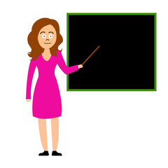  female teacher with black board