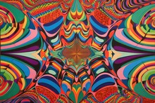 Series Of Vintage Psychedelic Posters, Featuring Trippy Patterns And Kaleidoscopic Colors, Created With Generative Ai