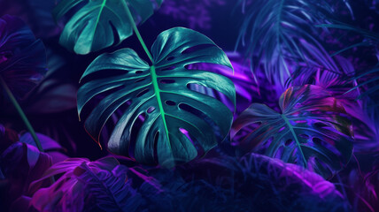 Sticker - Tropical plants with neon glow