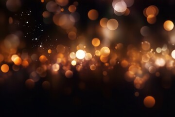 A black background with gold bokeh lights.  Generative AI