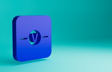 Canvas Print - Blue Voltmeter electronic component icon isolated on blue background. Electricity physics scheme for education. Minimalism concept. 3D render illustration