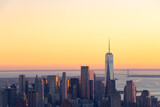 Fototapeta  - downtown Manhattan during orange sunset