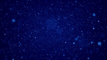 Poster - Abstract small particles on a dark blue background.