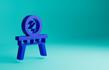 Sticker - Blue Dressing table icon isolated on blue background. Minimalism concept. 3D render illustration