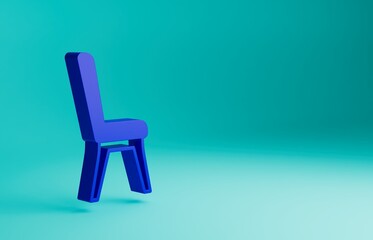 Canvas Print - Blue Chair icon isolated on blue background. Minimalism concept. 3D render illustration