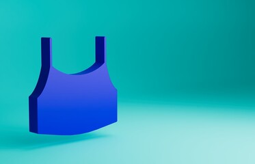 Wall Mural - Blue Female crop top icon isolated on blue background. Undershirt. Minimalism concept. 3D render illustration