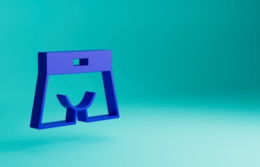 Canvas Print - Blue Men underpants icon isolated on blue background. Man underwear. Minimalism concept. 3D render illustration