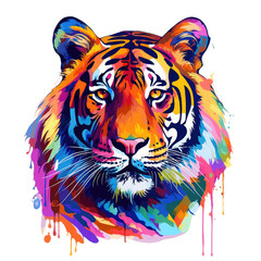 tiger colorful isolated on white