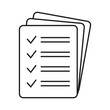 © Maksim - Checklist vector icon in line art style. Document icon, questionnaire icon. Text document vector icon, design element.