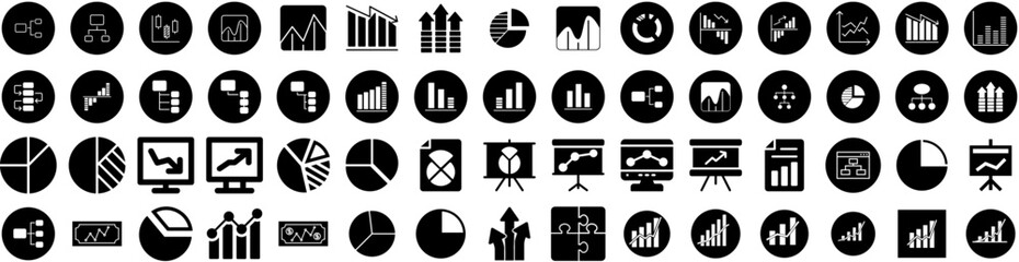 Set Of Diagram Icons Isolated Silhouette Solid Icon With Vector, Circle, Element, Diagram, Business, Presentation, Template Infographic Simple Vector Illustration Logo