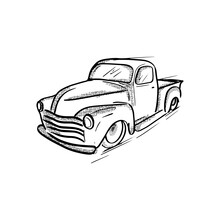 Black White Vintage Truck Car Vector Design Illustration