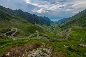 Wall Mural - The carpathian mountains with the winding transfaragasan road