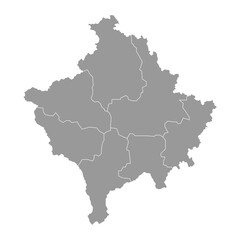  Kosovo grey map with districts. Vector illustration.