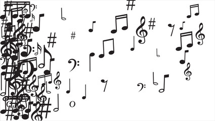 Collection of Music notes icons set. Musical key signs. abstract background Vector symbols on white background.