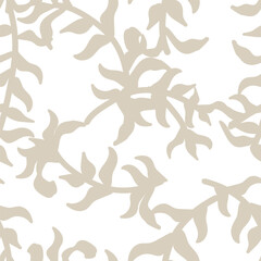 Wall Mural - Neutral Colour Tropical Leaf Seamless Pattern Design