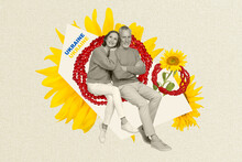 Creative Artwork Template Collage Of Two People Cuddling Pray For Ukraine Peace Victory Against Russia Aggression