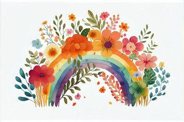 Wall Mural - illustration of colorful vibrant rainbow in watercolor style draw . AI