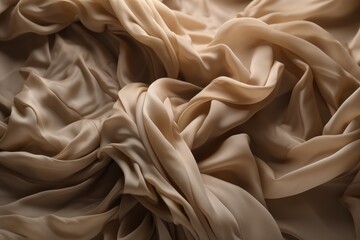 Wall Mural - Wrinkled silk sheets, flowy beige fabric. Generative AI
