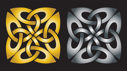 Wall Mural - golden floral ornament Celtic knot tattoo 