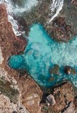Fototapeta  - Drone shot of a rock pool on the Garie Beach in Royal National Park, Australia
