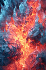 Aufkleber - An abstract illustration of frozen flames, with icy tendrils and crystalline structures, Generative AI technology.