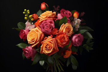 Aufkleber -  a vibrant bouquet of roses, with each flower representing love, passion, and admiration. Generative AI technology.