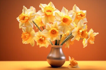 Poster - a bouquet of daffodils, with their sunny yellow color representing joy and new beginnings.  Generative AI technology.