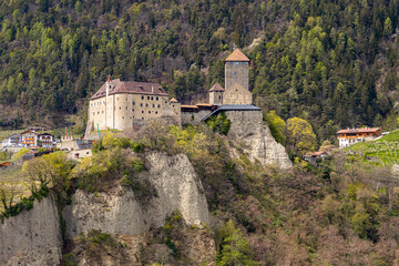 Wall Mural - View to Tyrol castle at Dorf Tirol, South tyrol, Italy seen from hiking trail