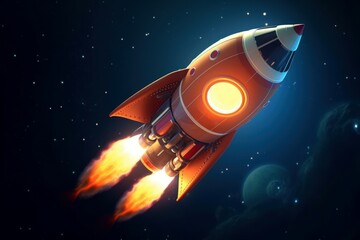 Poster - Rocket ship startup fire. Generate Ai