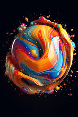 Aufkleber -   digital artwork of an abstract object composed of vibrant colors and fluid lines, evoking a sense of movement and energy.  Generative AI technology.