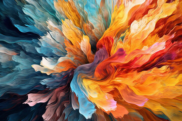 Poster - An abstract painting with bold brushstrokes and contrasting colors, expressing the dynamic and energetic qualities of clear energy.  Generative AI technology.